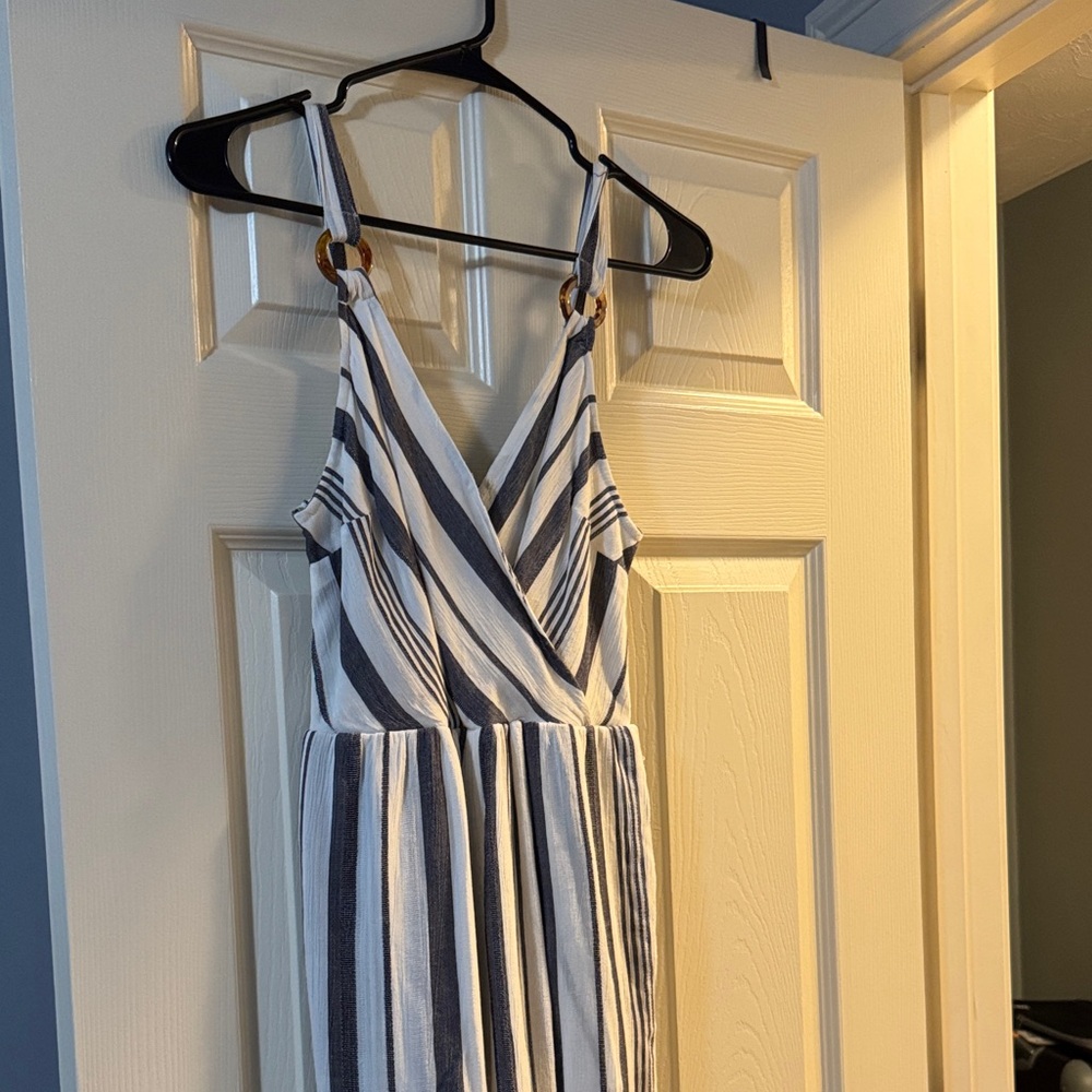 American Eagle Outfitters Striped Jumpsuit - Blue and White